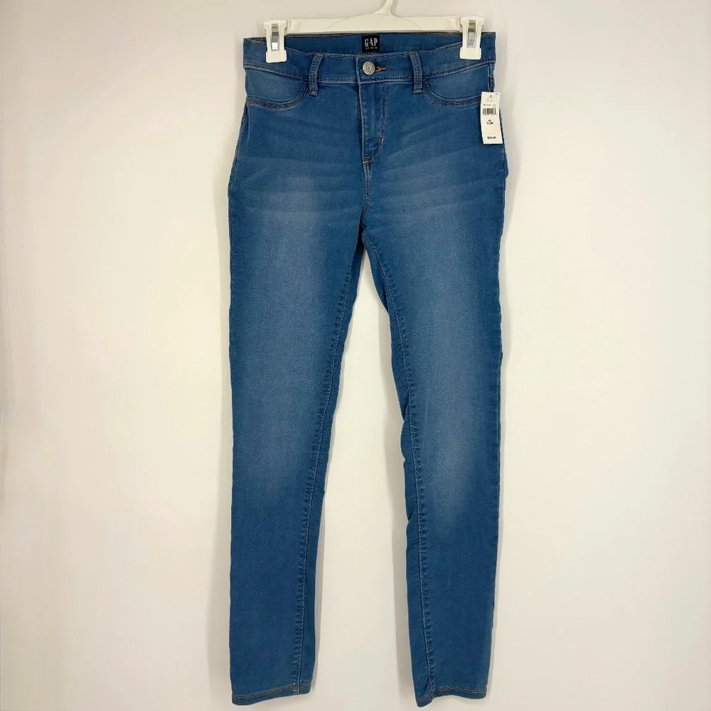 Gap Girls Size 18 Slim Stretch Jeans Leggings Light Wash Blue Adjustable Waist